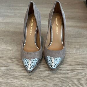 Badgley Mischka Gray Crystal Embellished Heels